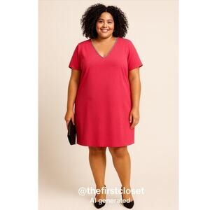 The‎ Limited Coral Embellished V-Neck Shift Dress Women’s Size 16